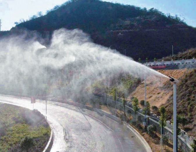 道路智能喷淋雾化除霾自动化降尘系统